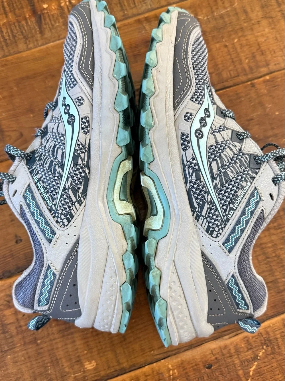 Saucony Trail Running Shoes Women’s Gray Blue Hiking Outdoor Sneakers Size 9.5